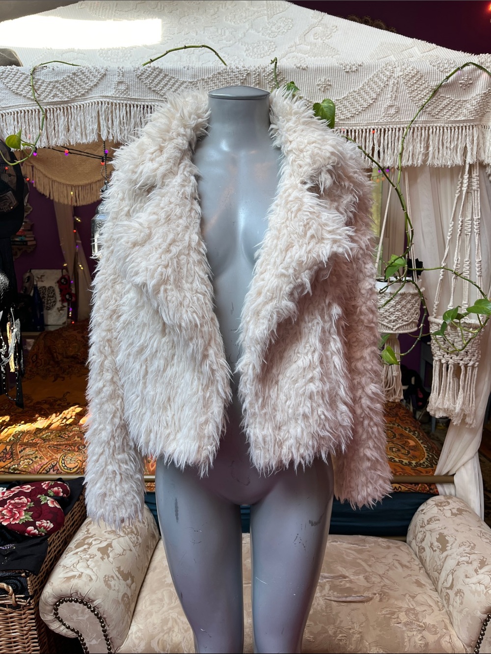 Y2K indiesleaze grunge shaggy fur moto jacket coat